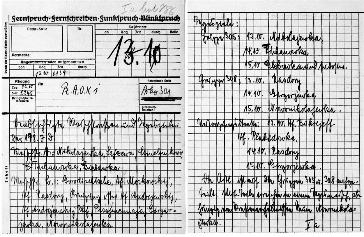 Заплановані маршрути маршу та щоденні пункти призначення 198-ї піхотної дивізії.
