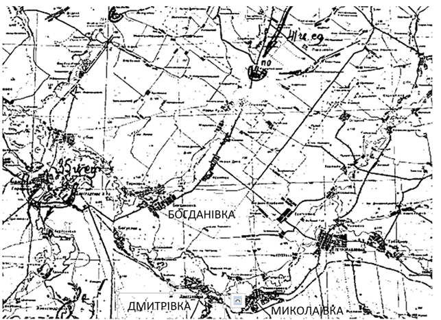 З оперативної карти штабу армії. 